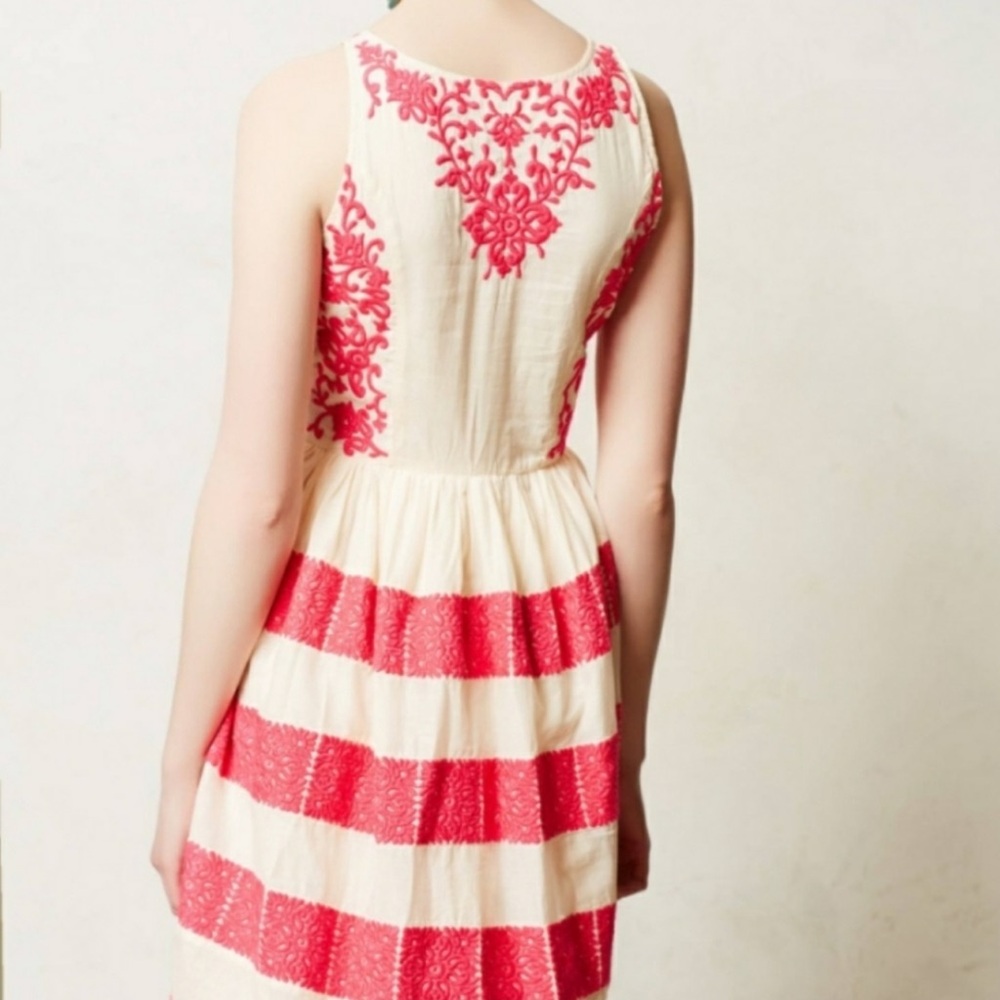 NWT Anthropologie Leifsdottir Azalea Embroidered Dress Sleeveless Neon Pink - Picture 2 of 5